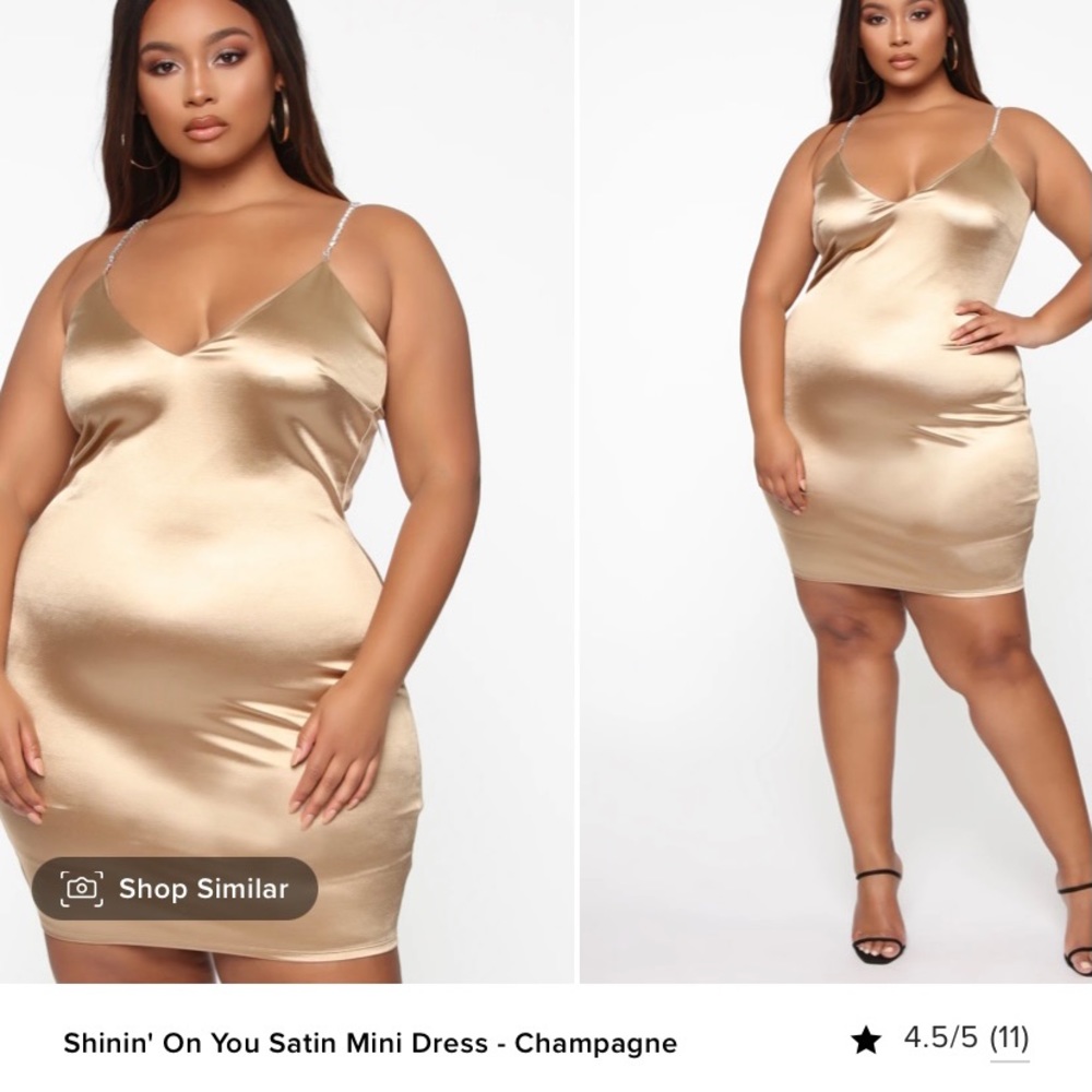 Fashion Nova - Shinin’ On You Satin Mini Dress: Champagne